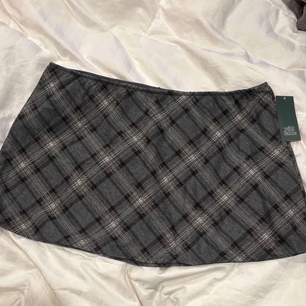 Wild Fable Checkered Mini Skirt in Gray